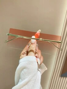 1 Cặp kính thời trang không gọng hình vuông cỡ lớn, màu hồng thời trang, thích hợp đi biển. - Hồng - Xem 3