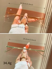 1 Cặp kính thời trang không gọng hình vuông cỡ lớn, màu hồng thời trang, thích hợp đi biển. - Hồng - Xem 4