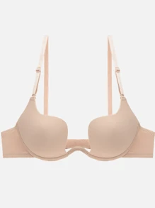 纯色可调节肩带钢圈聚拢文胸、内衣