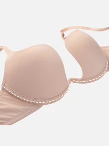 纯色可调节肩带钢圈聚拢文胸、内衣