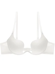 纯色可调节肩带钢圈文胸、内衣 - 白色 - 查看 4