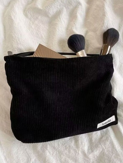 Large-Capacity Corduroy Cosmetic Bag Raspberry Pink For Stationery, Cosmetics, Digital Products Storage Organization For Travel Storage Bag,Makeup Bag,Cosmetic Bag,Vacation Organizer,Large Capacity Makeup Organizer Makeup Case, For Lipstick, Brush, Skincare, Mobile Phone, Coin, Small Items, For Home,Gift,Vacation And Festival Halloween Christmas Multifunctional Use,Boho Vibes,For Holiday Beach, Bathroom Collection, Bedroom Collection, Large Capacity