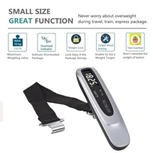數字行李重量秤重負荷50公斤/110磅,手提式便攜旅行背包秤台,帶鉤行李箱在機場,目標設置和超重警報,母親禮物情人節禮物,聖帕特里克節 - 銀色 - 查看 7