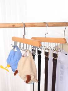 1入組原木色 1.8 厘米厚多功能 8 掛鉤櫃，適合窄腰帶、圍巾、背心、帽子存放