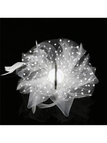 Fascinator Hat for Women Tea Party Headband Wedding Cocktail Mesh Flower Feathers Hair Clip - White - View 2