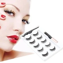 Magnetic Lashes With Eyeliner And Applicator, 5 Pairs Magnetic Eyelashes Natural Look Set, Reusable Lashes No Glue Needed - Black - View 2