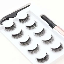 Magnetic Lashes With Eyeliner And Applicator, 5 Pairs Magnetic Eyelashes Natural Look Set, Reusable Lashes No Glue Needed - Black - View 7