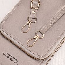 觸控式螢幕手機錢包皮夾,小PU皮革卡口袋斜挎包,拉鍊肩帶單肩包女士PU皮革觸控式螢幕時髦多功能大容量手機錢包 - 灰色 - 查看 9