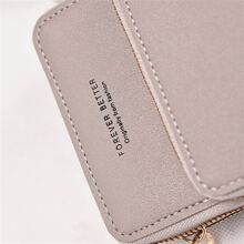 觸控式螢幕手機錢包皮夾,小PU皮革卡口袋斜挎包,拉鍊肩帶單肩包女士PU皮革觸控式螢幕時髦多功能大容量手機錢包 - 灰色 - 查看 7