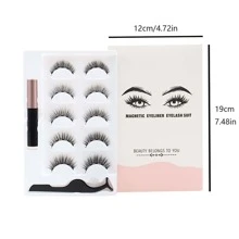 Magnetic Lashes With Eyeliner And Applicator, 5 Pairs Magnetic Eyelashes Natural Look Set, Reusable Lashes No Glue Needed - Black - View 8