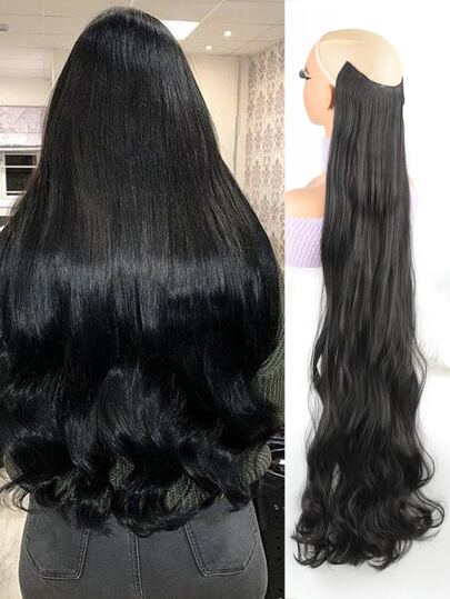 合成纖維5夾長款波浪狀接髮高溫纖維黑色棕色假髮