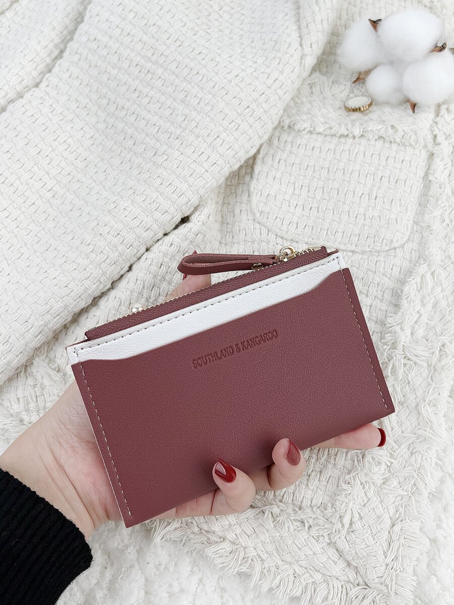 Fashionable Letter Printed Zipper Lightweight Portable Card Card White-Collar Workers For Female For Holiday For Anniversary For Birthday Gift Accessories Gifts For Teachers Wristlet Wallet Card Holder Card Holder Wallet Business Card Holder Credit Card Holder Id Card Holder Card Holder Women For Women Mini Wallet Card Wallet - Dusty Pink - View 1