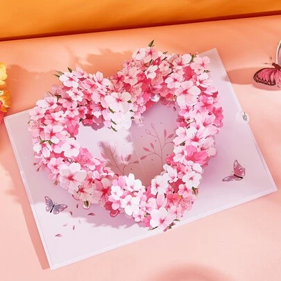 Opjoys 1 Thiệp chúc mừng họa tiết hoa, 1 Thiệp Giáng sinh hình trái tim, Bìa hình trái tim màu đỏ, Hình trái tim Giáng sinh với ngôi nhà của ông già Noel, hình trái tim với ngôi nhà bánh gừng, Món quà Giáng sinh tinh tế, Thích hợp dành cho người thân yêu, đồng nghiệp, gia đình và bạn bè, Họa tiết hoa anh đào, Cũng thích hợp cho Ngày của Mẹ, mùa xuân, Lễ Tạ ơn, sinh nhật, đám cưới, Ngày Valentine và các dịp khác.