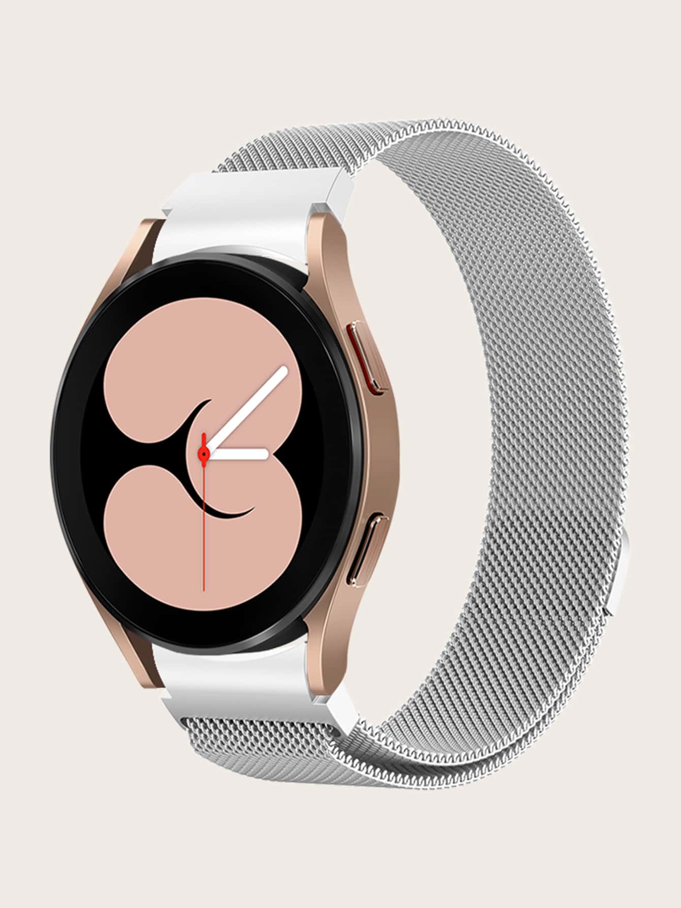 1pc Silver Magnetic Mesh Band With Bead Connector For 40/43/44/46/47mm Samsung Galaxy Watch 6/6 Classic/5pro/4/4 Classic