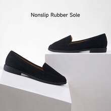 Women's Fashionable Comfortable Shallow Mouth Flat Shoes,Simple And Versatile Slip-On Loafers - 黑色 - 查看 4