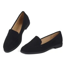 Women's Fashionable Comfortable Shallow Mouth Flat Shoes,Simple And Versatile Slip-On Loafers - 黑色 - 查看 2