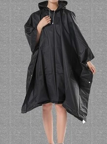 1入組中性黑色遠足多功能雨衣,通用透明雨衣,女士後背包雨衣,防水野營遠足斗篷雨衣 - 黑色 - 查看 1