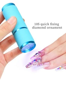 甲油燈固化燈,迷你指甲藝術手電筒設計led燈,1pc便攜式快速干燥指甲藝術工具,gel X燈用於凝膠指甲閃光固化燈,led指甲燈便攜式迷你指甲烘乾器凝膠甲油美甲工具美甲膠膠uv膠usb手電筒家用diy美甲工具女孩最佳禮物 - 藍色 - 查看 3