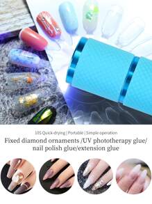 甲油燈固化燈,迷你指甲藝術手電筒設計led燈,1pc便攜式快速干燥指甲藝術工具,gel X燈用於凝膠指甲閃光固化燈,led指甲燈便攜式迷你指甲烘乾器凝膠甲油美甲工具美甲膠膠uv膠usb手電筒家用diy美甲工具女孩最佳禮物 - 藍色 - 查看 5