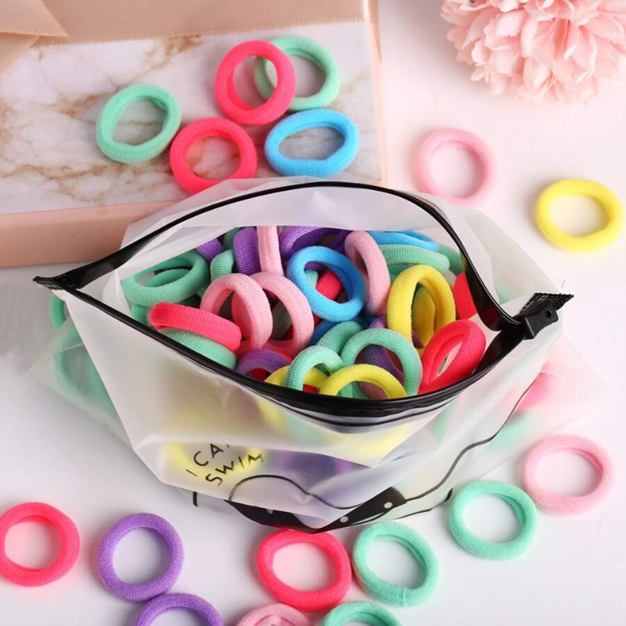 100 dây buộc tóc liền mạch màu kẹo cho bé gái Thích hợp sử dụng hàng ngày - Nhiều màu - Xem 1