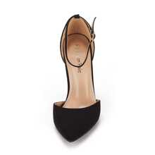 Women Black Nubuck Fashion Dress High Heel Pointed Toe Wedding Pumps Shoes - màu đen - Xem 6