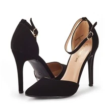 Women Black Nubuck Fashion Dress High Heel Pointed Toe Wedding Pumps Shoes - màu đen - Xem 4