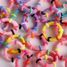 100pcs Random Color Seamless Bamboo Joint Shaped Hair Scrunchies For Girls' Daily Wear - Multicolor - View 3