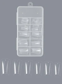100 Cái/hộp Dài Hình Vịt Giả Đầu Móng Tay Che Nửa Acrylic Ấn Vào Móng Tay Giả Nối Dài Cho Pháp Làm Móng Tay dụng Cụ Làm Móng Tay - Trong sáng - Xem 2