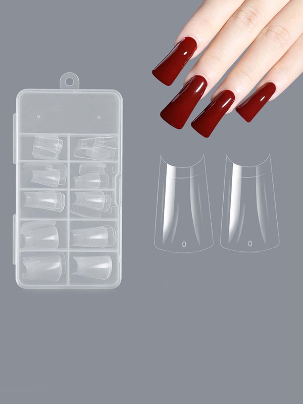 100pcs/box Long Duck Shaped False Nail Tips Half Cover Acrylic Press On