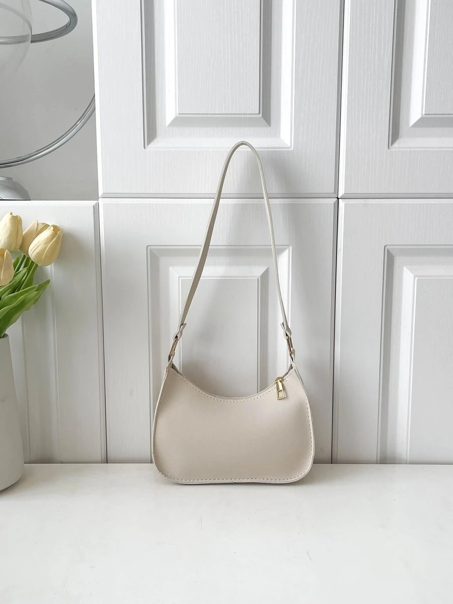 時尚簡約風腋窩包 - 米色 - 查看 1