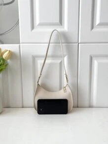 時尚簡約風腋窩包 - 米色 - 查看 3
