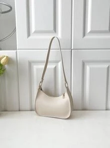 時尚簡約風腋窩包 - 米色 - 查看 4
