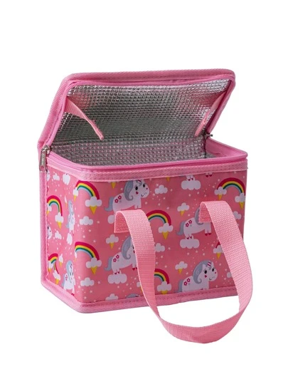 TEAMOOK 5L Unicorn Print Foldable Insulated Lunch Bag Woman Lunch Box Bag For Women Ladies School Supplies Stuff Accessories