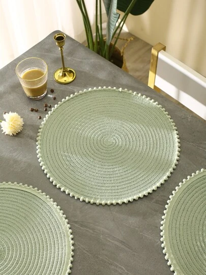 1pc Natural Style Green Fresh Heat Insulation Placemat, Suitable For Home, Kitchen, Restaurant, Events, Meetings, Hotel, Farmhouse, Family, Festival Celebrations, Wedding, Birthday, Party, Table Decoration, Cup Coaster, Desk Pad