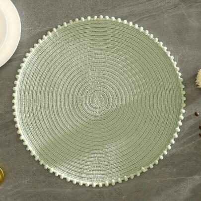 1pc Natural Style Green Fresh Heat Insulation Placemat, Suitable For Home, Kitchen, Restaurant, Events, Meetings, Hotel, Farmhouse, Family, Festival Celebrations, Wedding, Birthday, Party, Table Decoration, Cup Coaster, Desk Pad