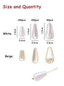 beadia 50 / 100入假珍珠單孔abs假淚滴假珍珠,適用於diy耳環,項鍊和流蘇藝術工藝品 - 彩色 - 查看 2