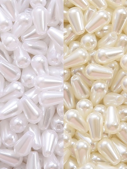 beadia 50/100pcs Faux Pearlescent Single Hole Abs Faux Tear Drop Faux Pearls For Diy Earrings, Necklaces & Fringe Art Crafts