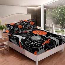 Boys Sheet Set,Kids Basketball Bedding Set,Boys Sports Bed Sheet Set, Basketball Fitted Sheet with 1 Pillowcase,Boys Bed Set Breathable Decorative Room(No Flat/Top Sheet) Twin Size 2PCS /Full Size 3PCS Bed Set Twin Size 2PCS /Full Size 3PCS Bed Set - 彩色 - 查看 1