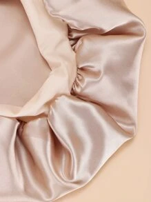 1pc Ladies' Fashionable Solid Color Daily Use Hair Cap Silk Bonnet Satin Bonnet Sleep Bonnet - Khaki - View 4