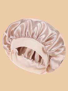 1pc Ladies' Fashionable Solid Color Daily Use Hair Cap Silk Bonnet Satin Bonnet Sleep Bonnet - Khaki - View 1