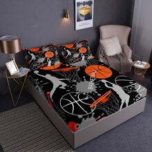 Boys Sheet Set,Kids Basketball Bedding Set,Boys Sports Bed Sheet Set, Basketball Fitted Sheet with 1 Pillowcase,Boys Bed Set Breathable Decorative Room(No Flat/Top Sheet) Twin Size 2PCS /Full Size 3PCS Bed Set Twin Size 2PCS /Full Size 3PCS Bed Set - 彩色 - 查看 2