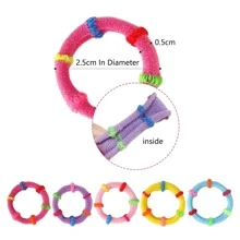 100pcs Random Color Seamless Bamboo Joint Shaped Hair Scrunchies For Girls' Daily Wear - Multicolor - View 4