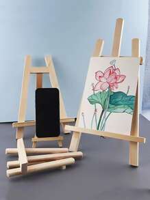 兒童DIY書桌藝術畫架展示支架,素描和繪畫可折疊木頭畫架 - 黃色 - 查看 1