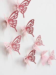 20pcs Indoor Decoration Pink Hollow Out Butterfly,Stickers,Wall Decal,Vinly Decal For Home Decorations,Spring Decoration Items Refesh Your Home,Rama Decoration Stickers Gifts Birthday Graduation School Decor School Surprise Dormitory Decor Back To School