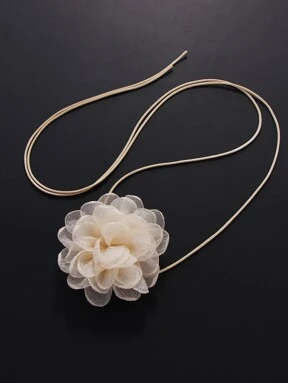 BOCAR Summer Elegant Beach Style Brown Cord & Fabric Flower Necklace Waist Chain Valentines