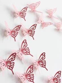 20pcs Indoor Decoration Pink Hollow Out Butterfly,Stickers,Wall Decal,Vinly Decal For Home Decorations,Spring Decoration Items Refesh Your Home,Rama Decoration Stickers Gifts Birthday Graduation School Decor School Surprise Dormitory Decor Back To School