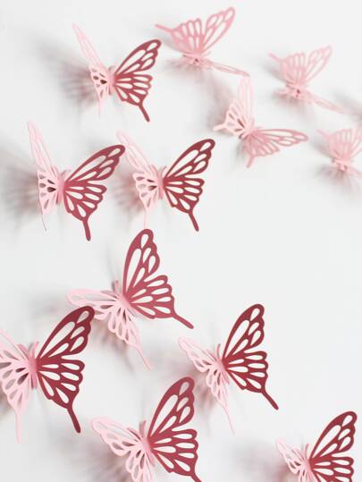 20 Stücke rosa Cut Out Schmetterlings-Wandaufkleber, süße Schmetterlings-Raumdekoration für Zuhause, Frühlings-Geburtstags-Abschlussfeier, Schulüberraschung, Wohnheim-Dekorationen, Schulanfang-Klassenzimmer-Zubehör