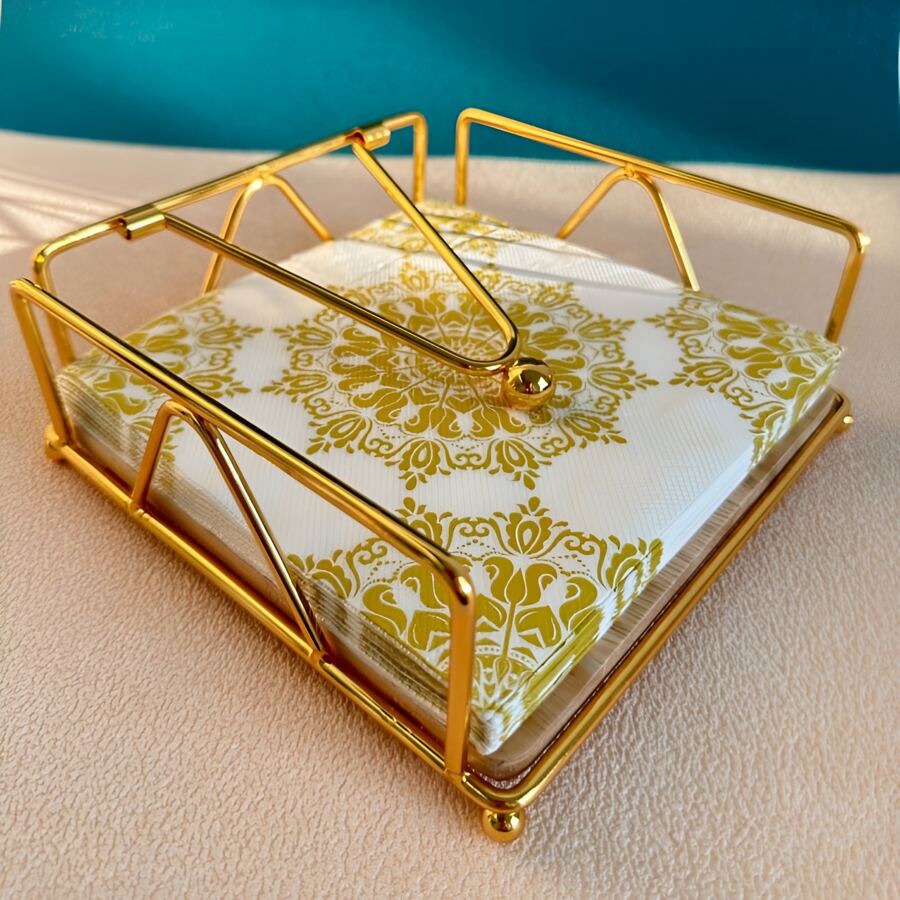 1入組碳素鋼餐巾環,現代金色餐巾架環 - 金色 - 查看 1