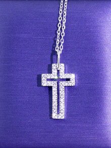 1pc 925 Silver Cross Necklace - Silver - View 1
