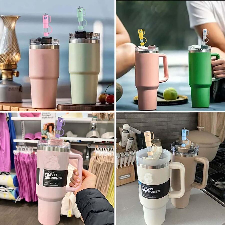 10Pcs Straw Cover Cap for Stanley Cup, Silicone Straw Topper Compatible